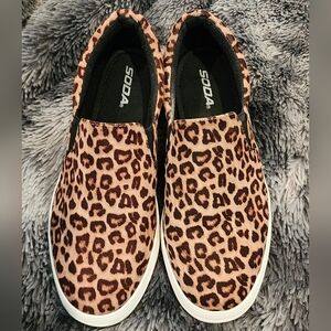 Soda Brown Leopard Print Sneakers